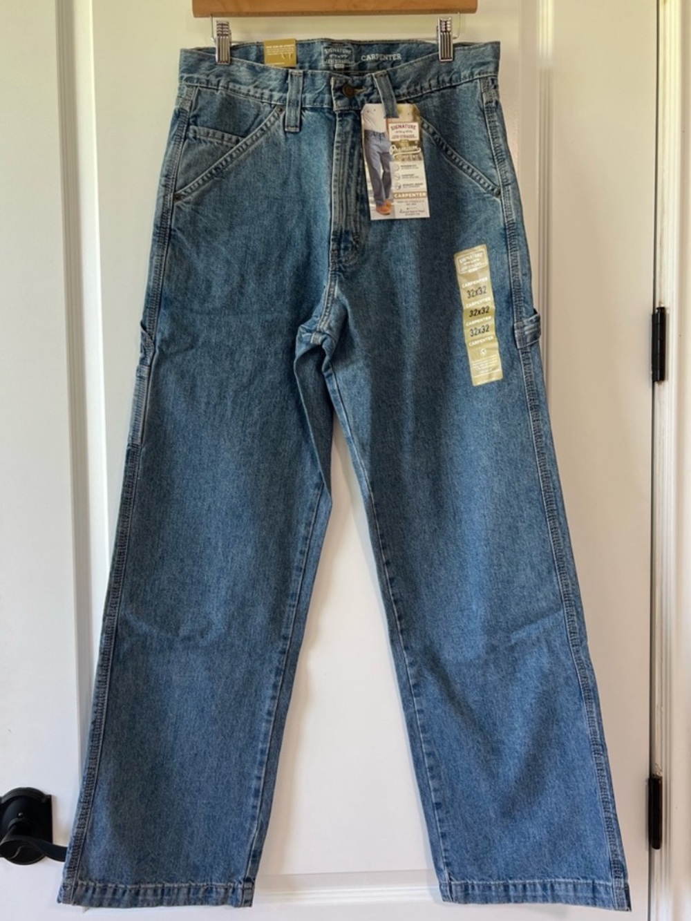 NWT Levi Strauss Relaxed Men Utility Carpenter Blue Denim Jeans Straight 32x32